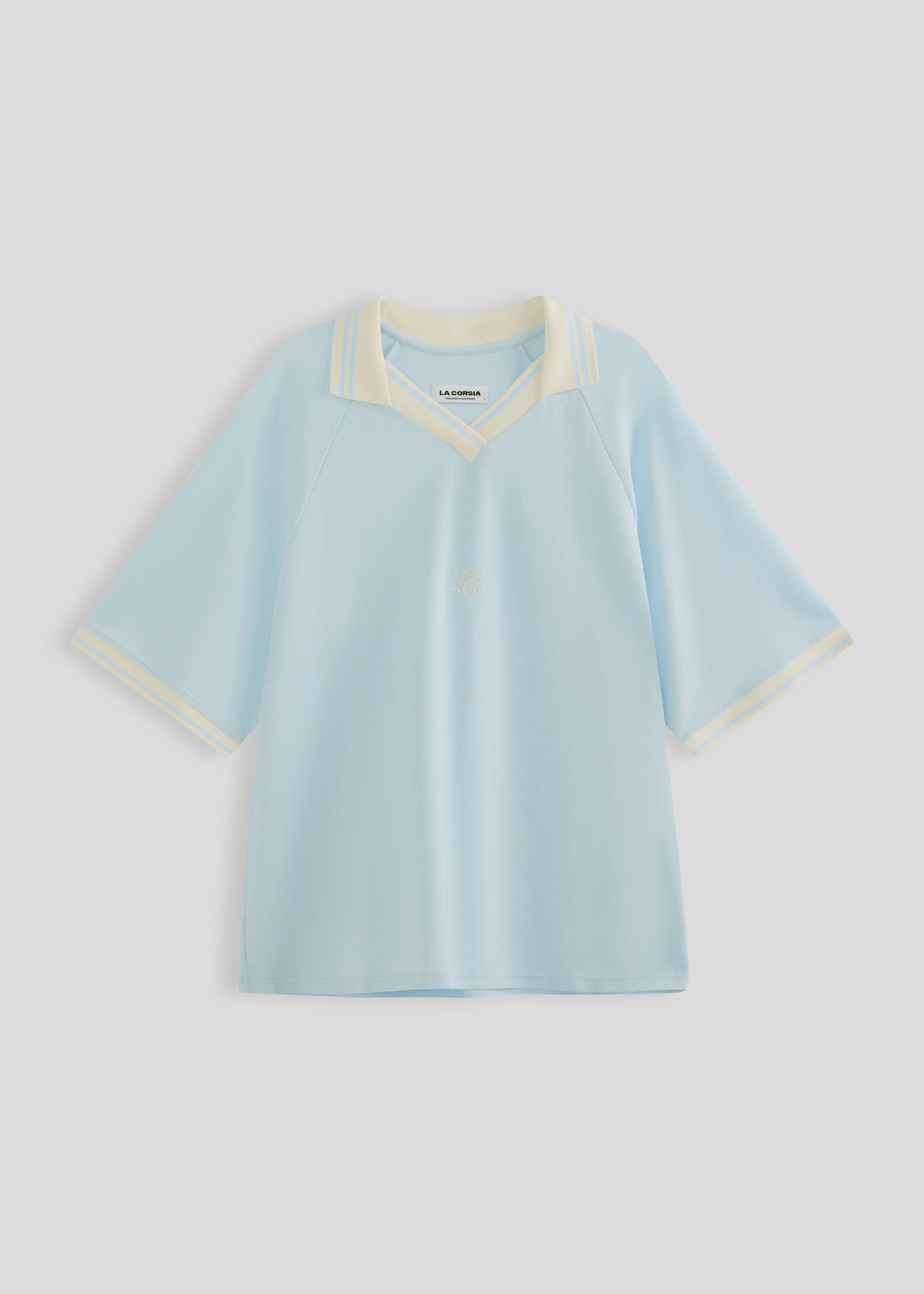 Pique Polo Jersey | Pastel Blue and Cream – La Corsia
