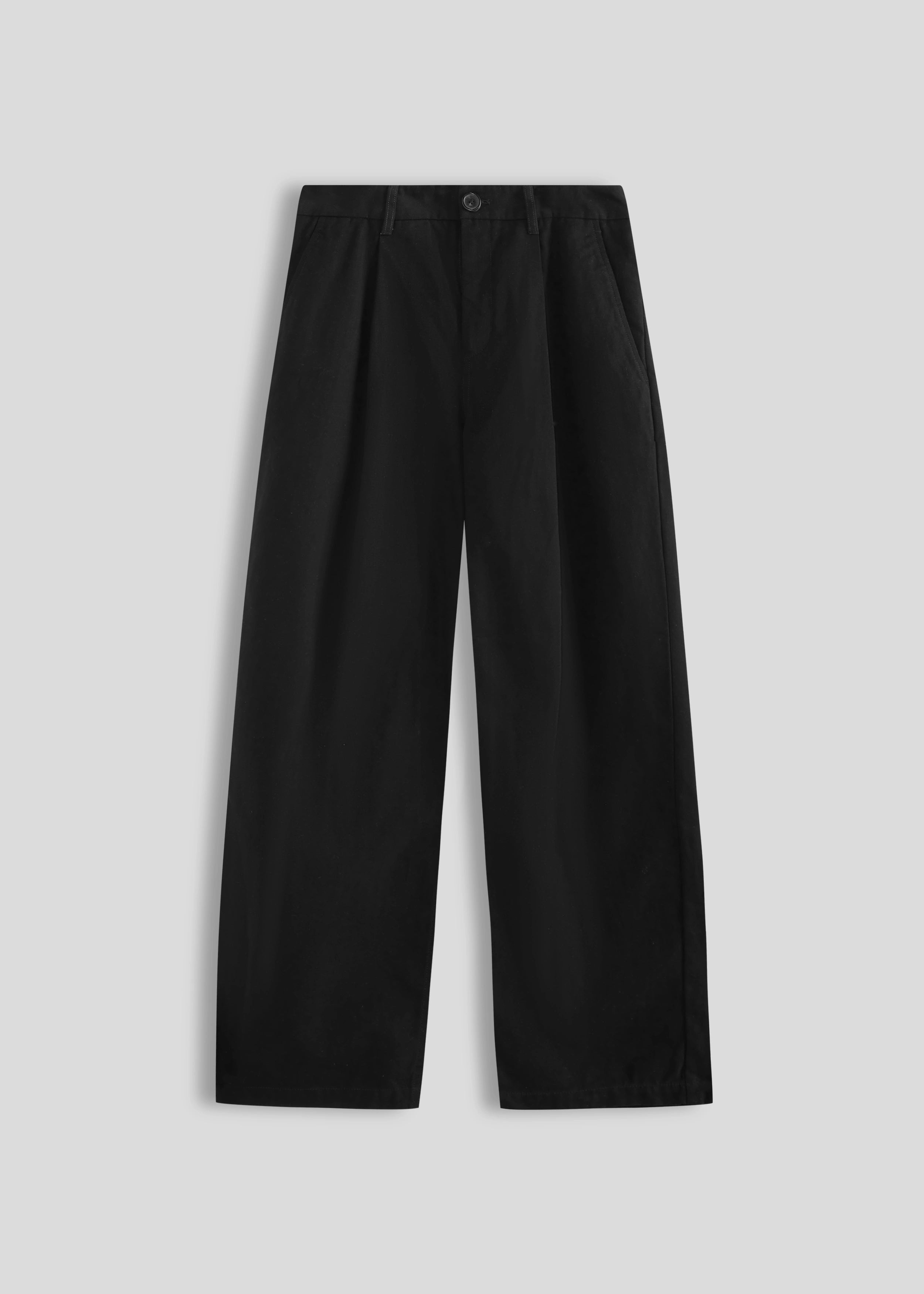 Wide Leg Pleated Trouser | Washed Black Herringbone – La Corsia