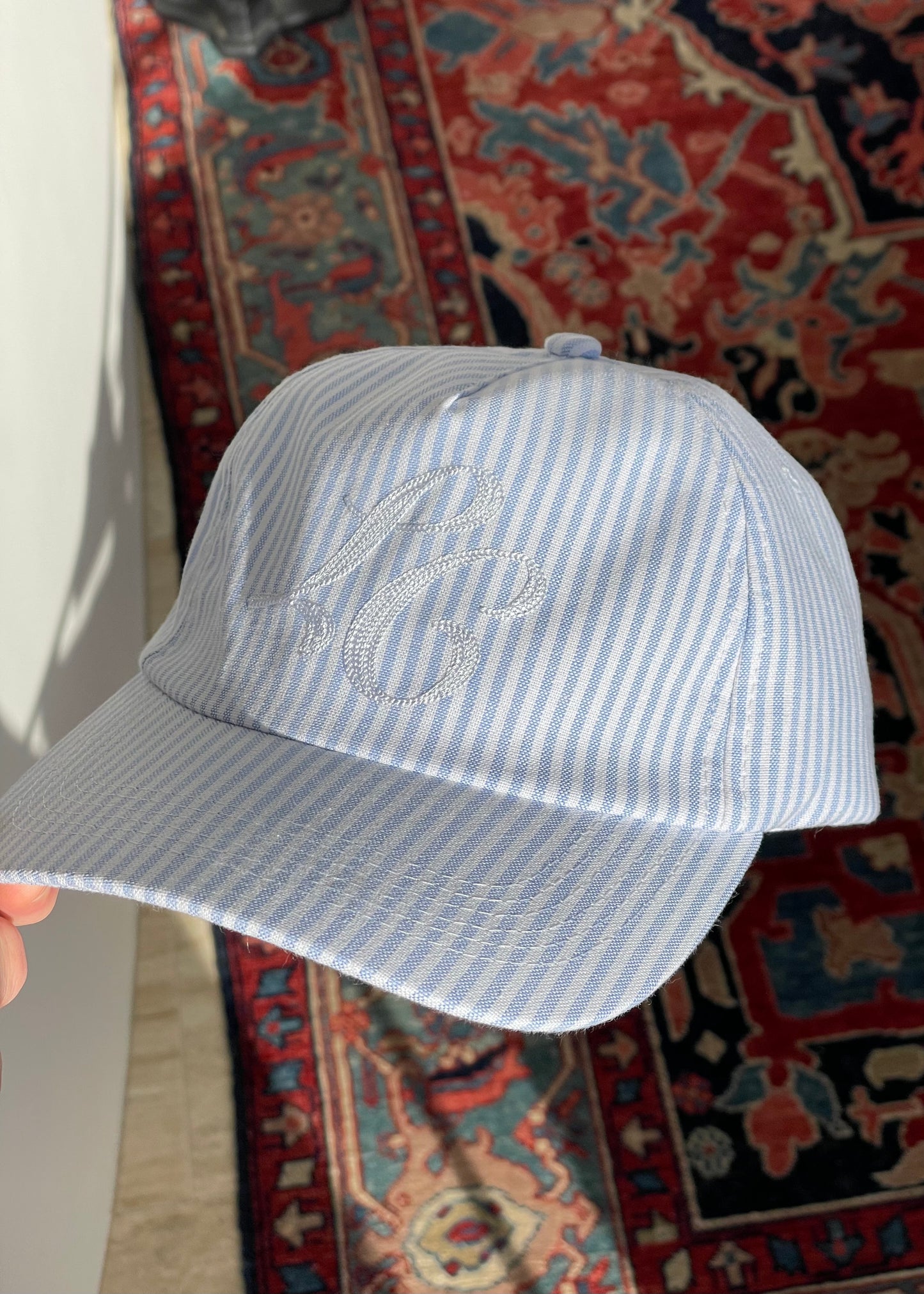 Monogram Cap - Blue Stripe