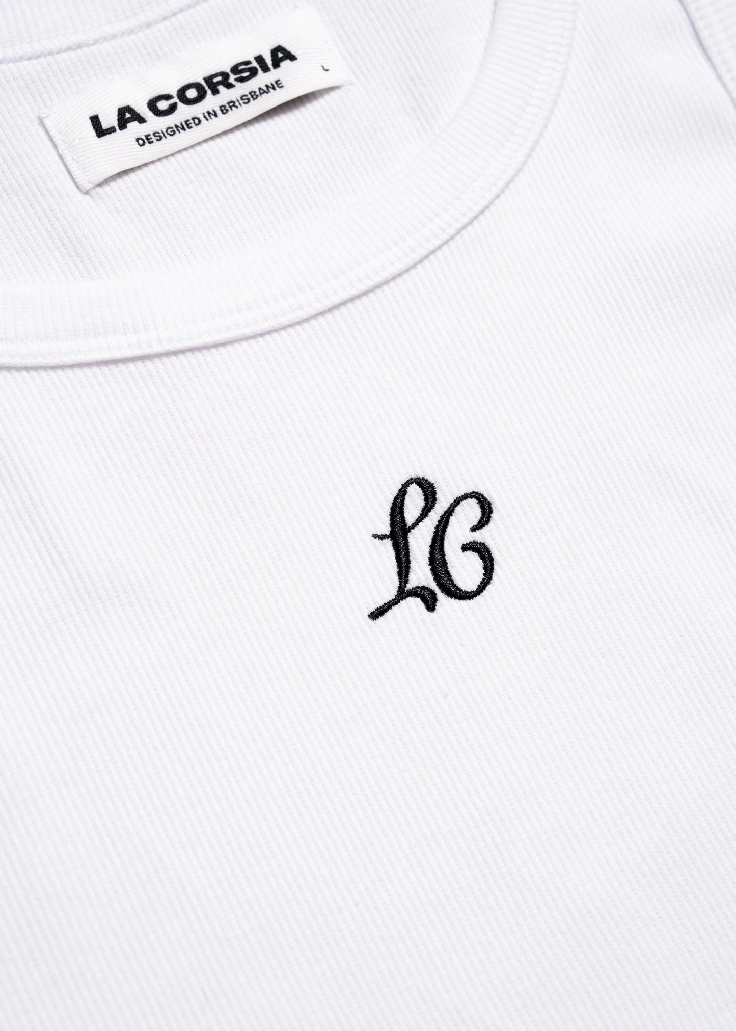 High Quality Closeup Detailed Flat Lay Embroidery and Label Monogram Tank