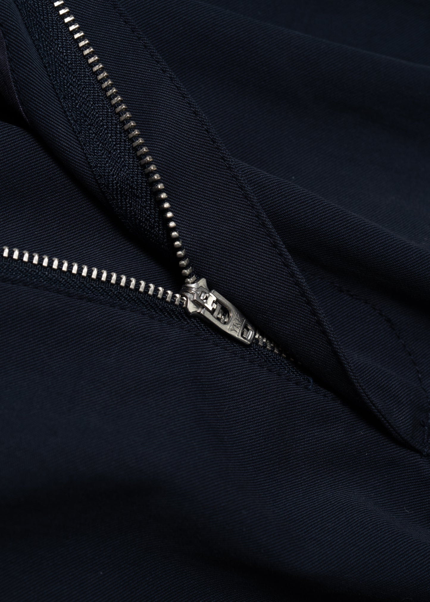 Closeup Studio Flatlay YKK Zipper Closure.