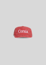 Red cap with 'Corsia' text on a light gray background