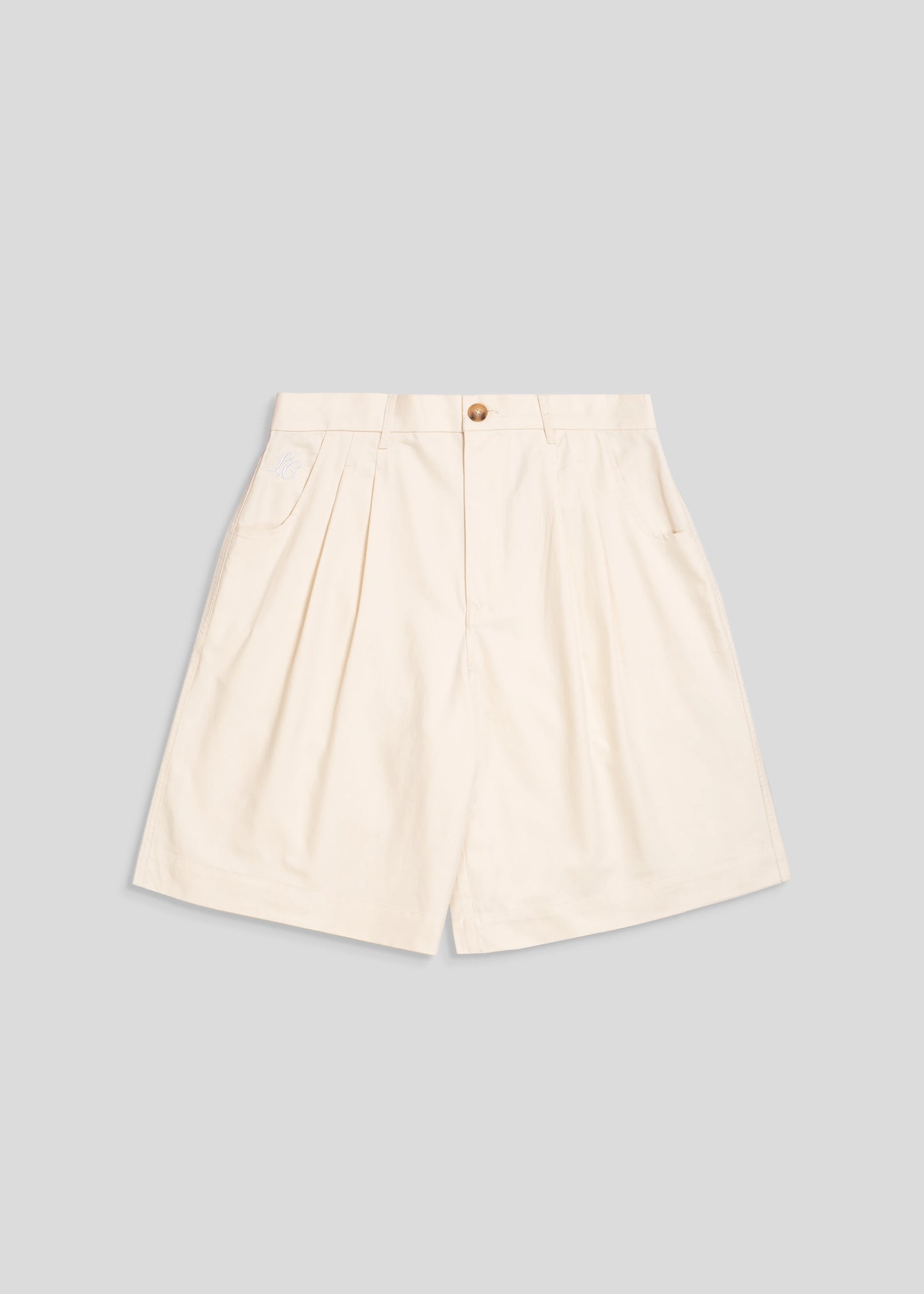 Wide Leg Pleated Shorts - Cream