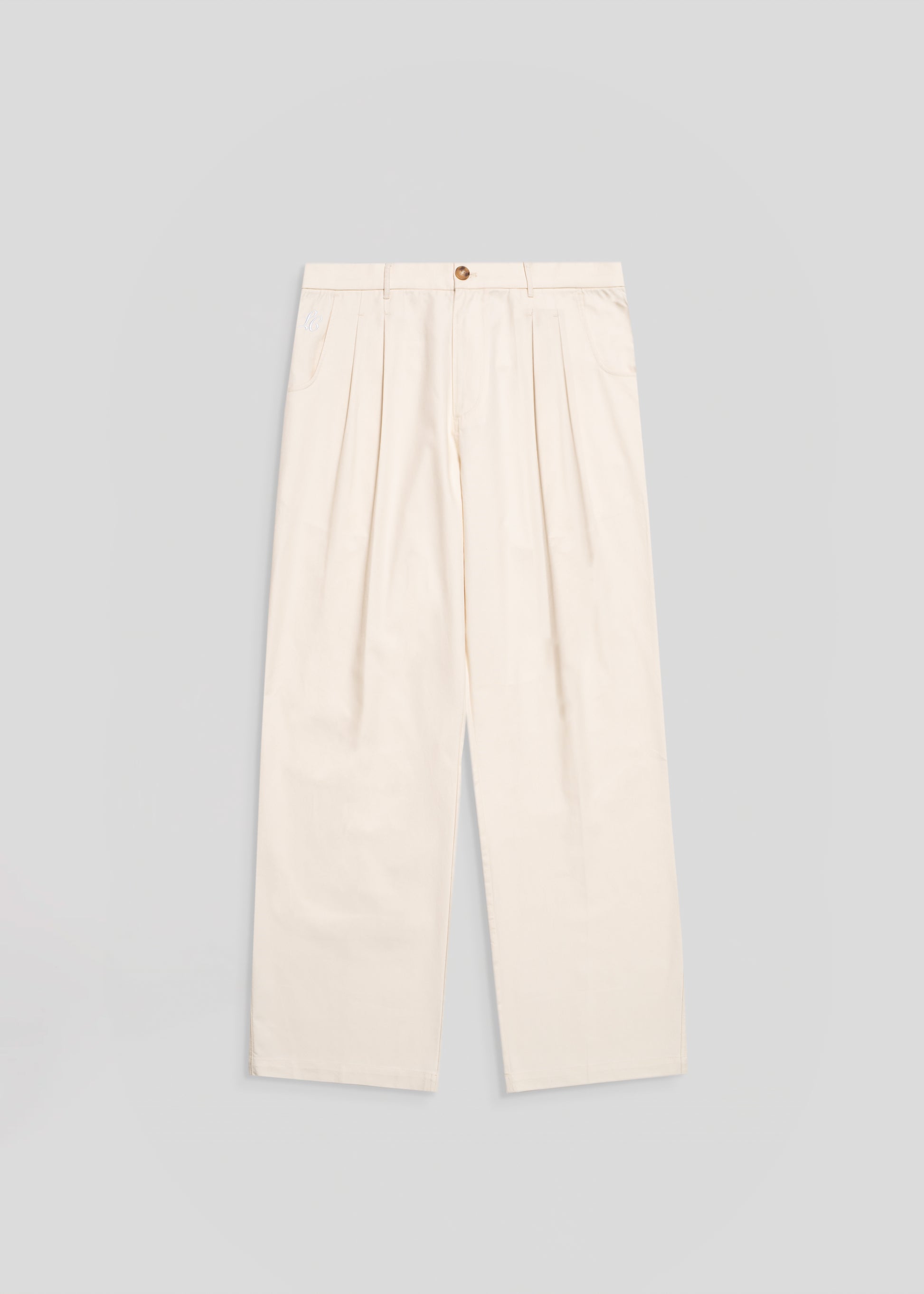 Flat lay studio image of Flat Lay Cream Pleated Pant La Corsia