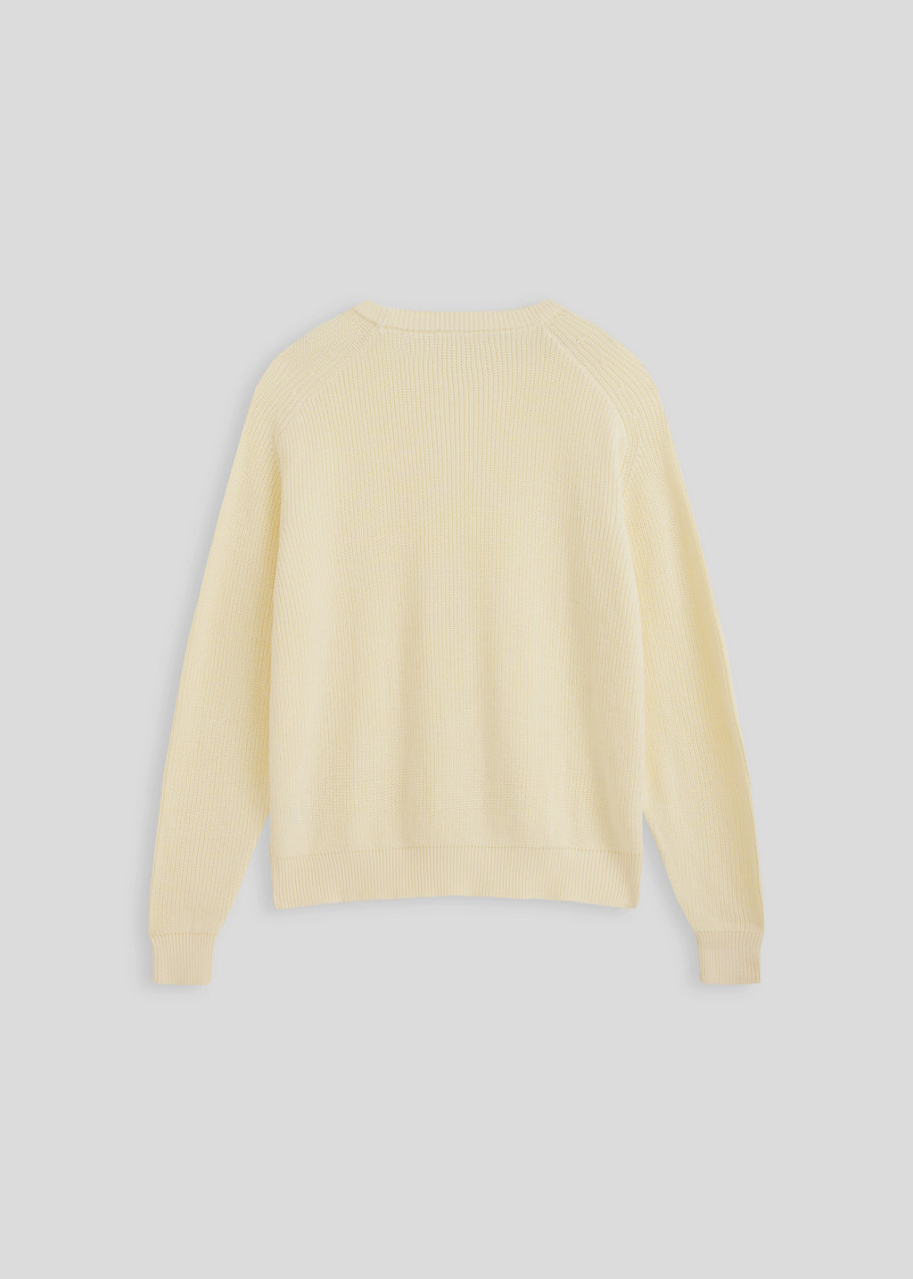La Corsia Cotton Fisherman Sweater in cream, product flat lay on a plain background