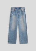 La Corsia Vintage Wash Relaxed Denim in light blue, product flat lay on a plain background