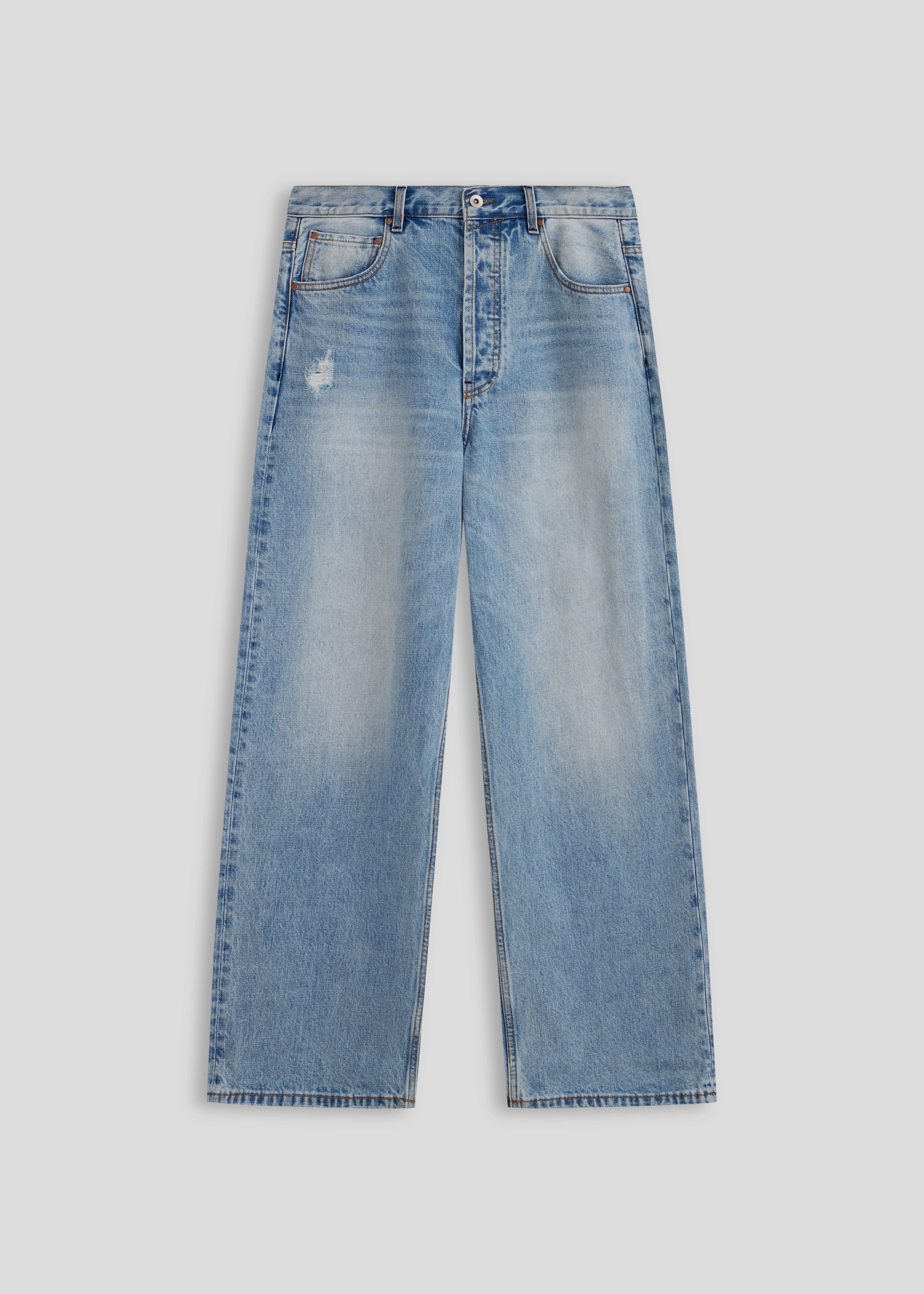 Light blue jeans on a white background