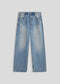 La Corsia Vintage Wash Relaxed Denim in light blue, product flat lay on a plain background