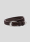 La Corsia 25mm Western Belt in brown cowhide, flat lay on a plain background