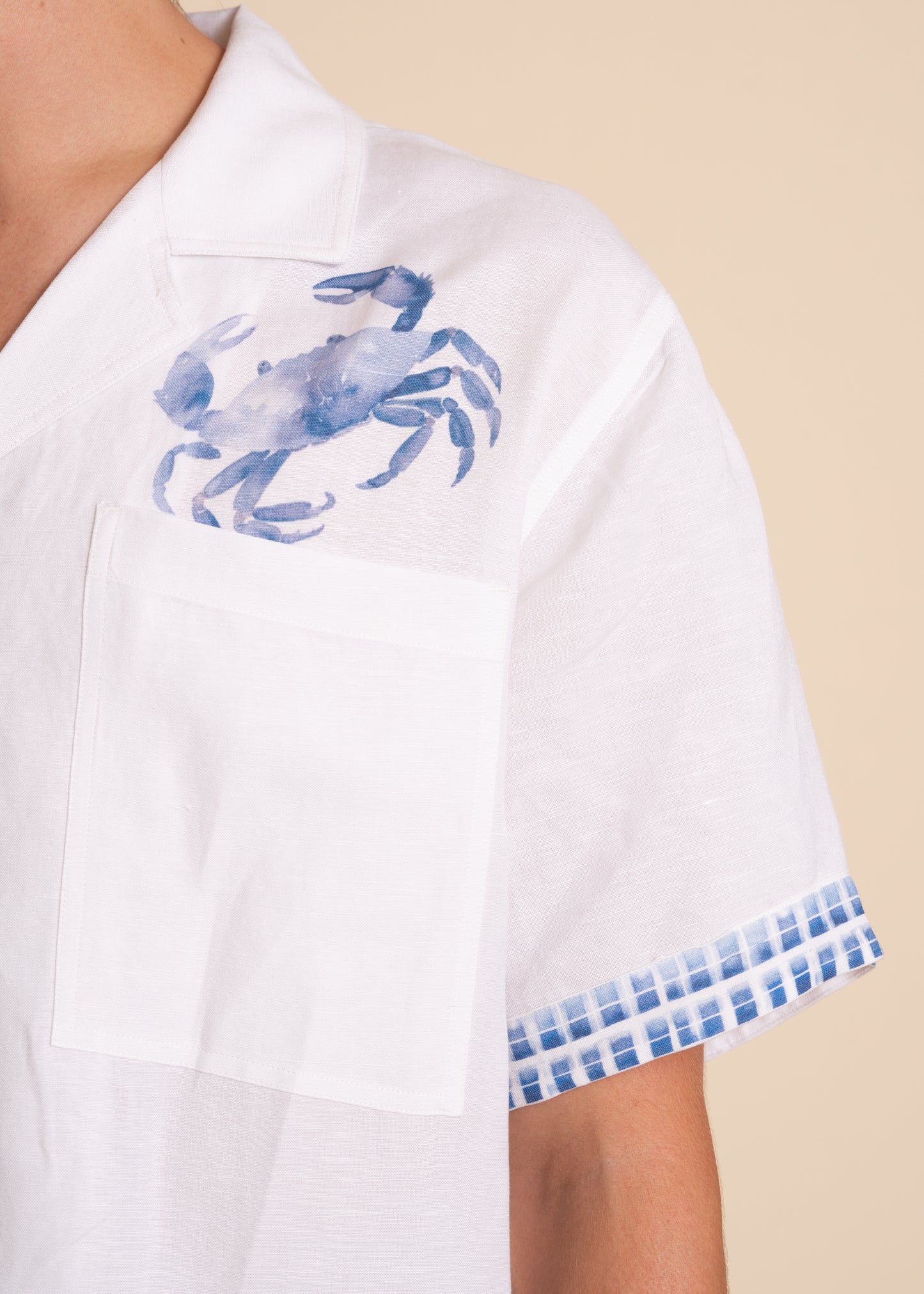 Border Print Linen Shirt