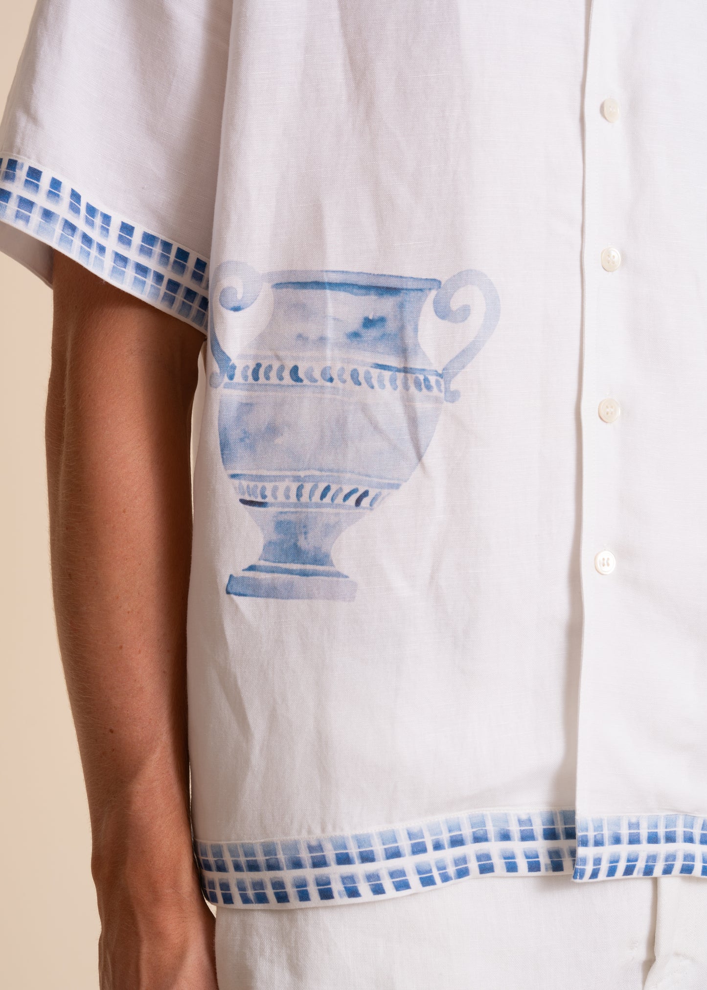 Border Print Linen Shirt